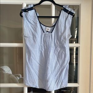 CAbi Navy and White Striped Top